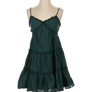 Max + Ash Forest Green Tiered Ruffle Babydoll Mini Dress - Size Medium EUC